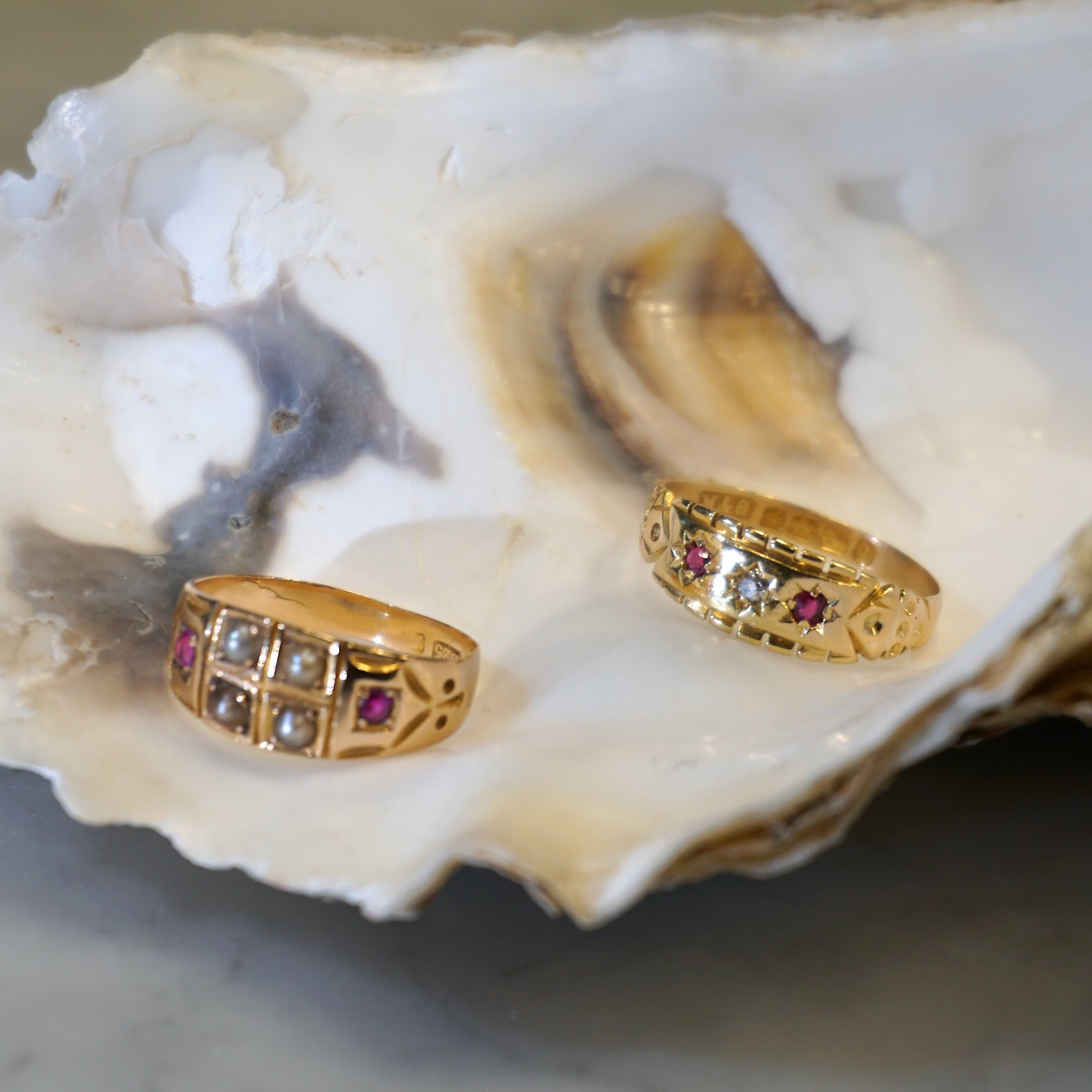 Antique 18ct Gold Ruby and Diamond Gypsy Ring