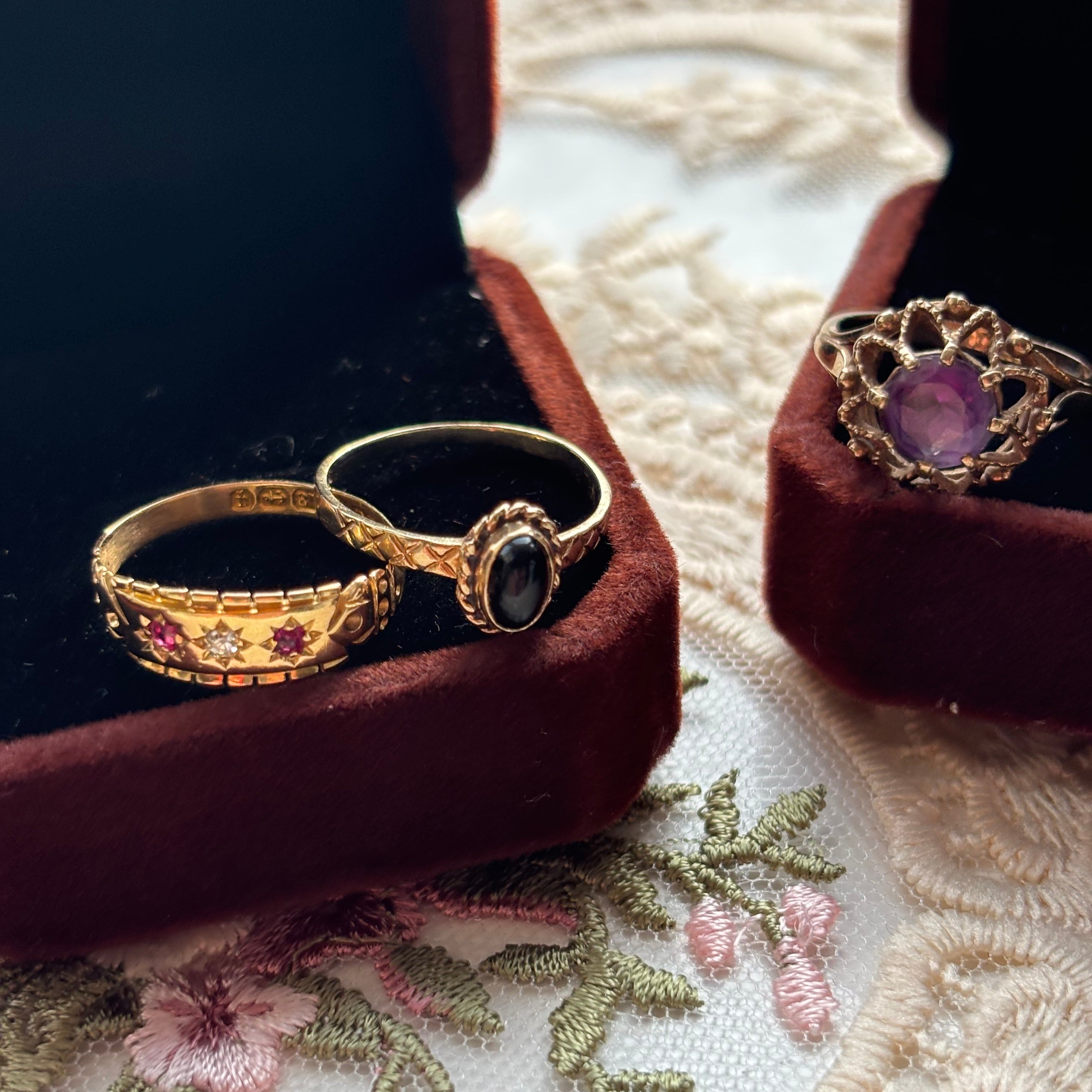 Antique 18ct Gold Ruby and Diamond Gypsy Ring