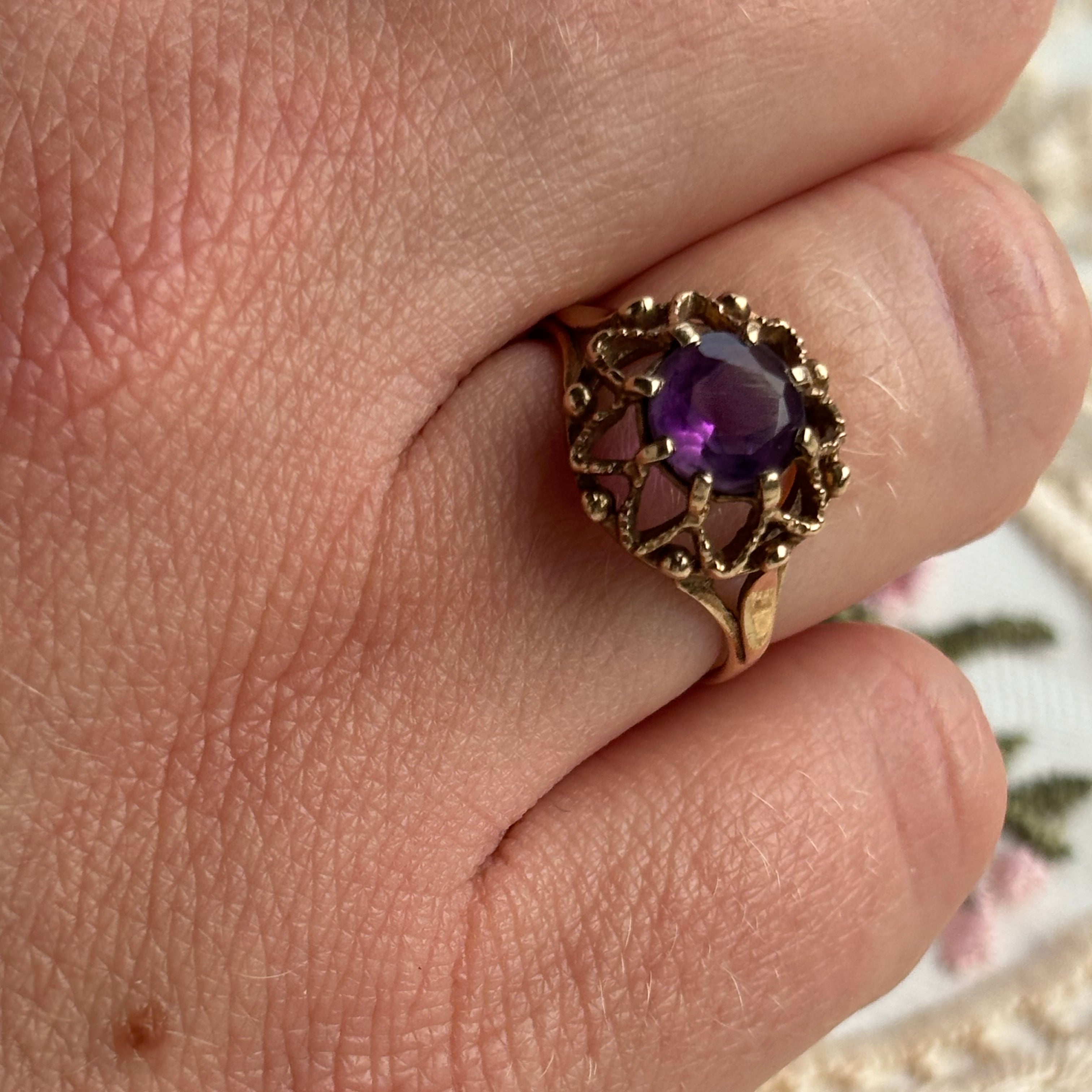 9ct Gold Amethyst Statement Ring