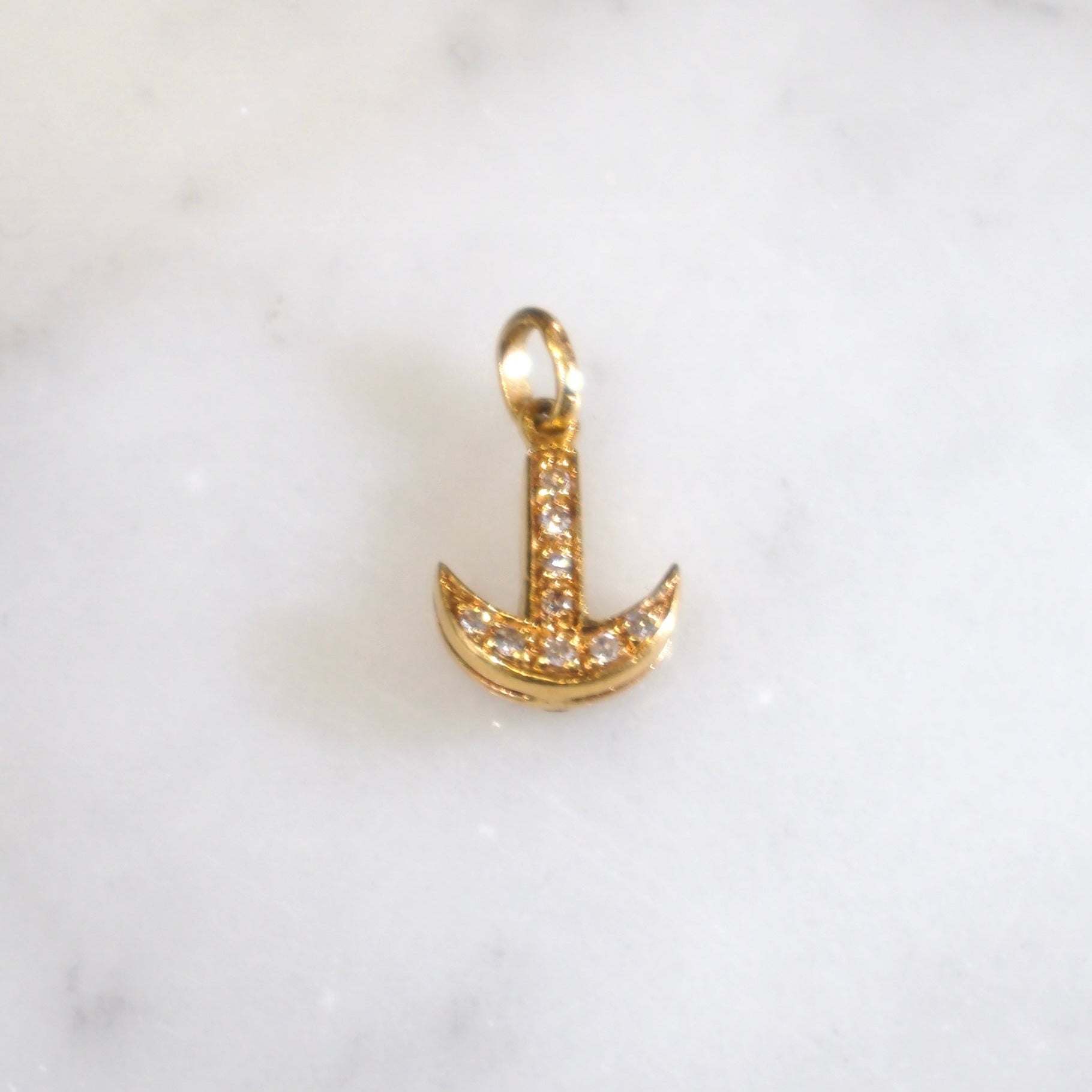 18ct Yellow Gold Anchor Charm with Diamonds
