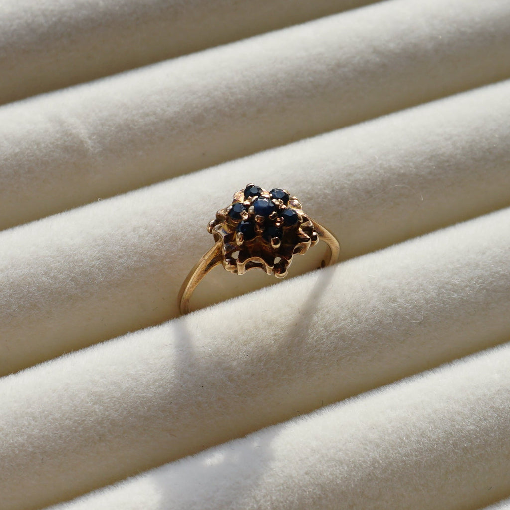 9ct Rose Gold and Sapphire Floral Cluster Ring