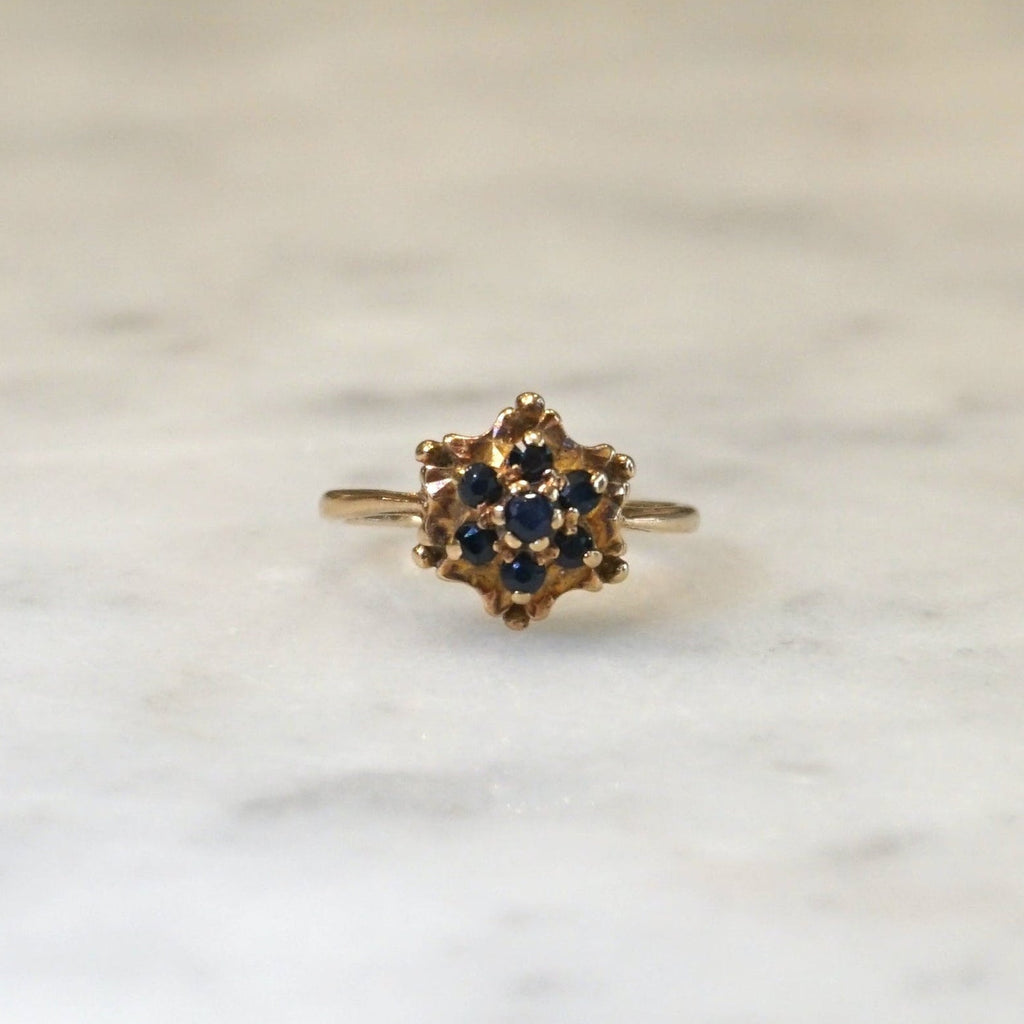 9ct Rose Gold and Sapphire Floral Cluster Ring