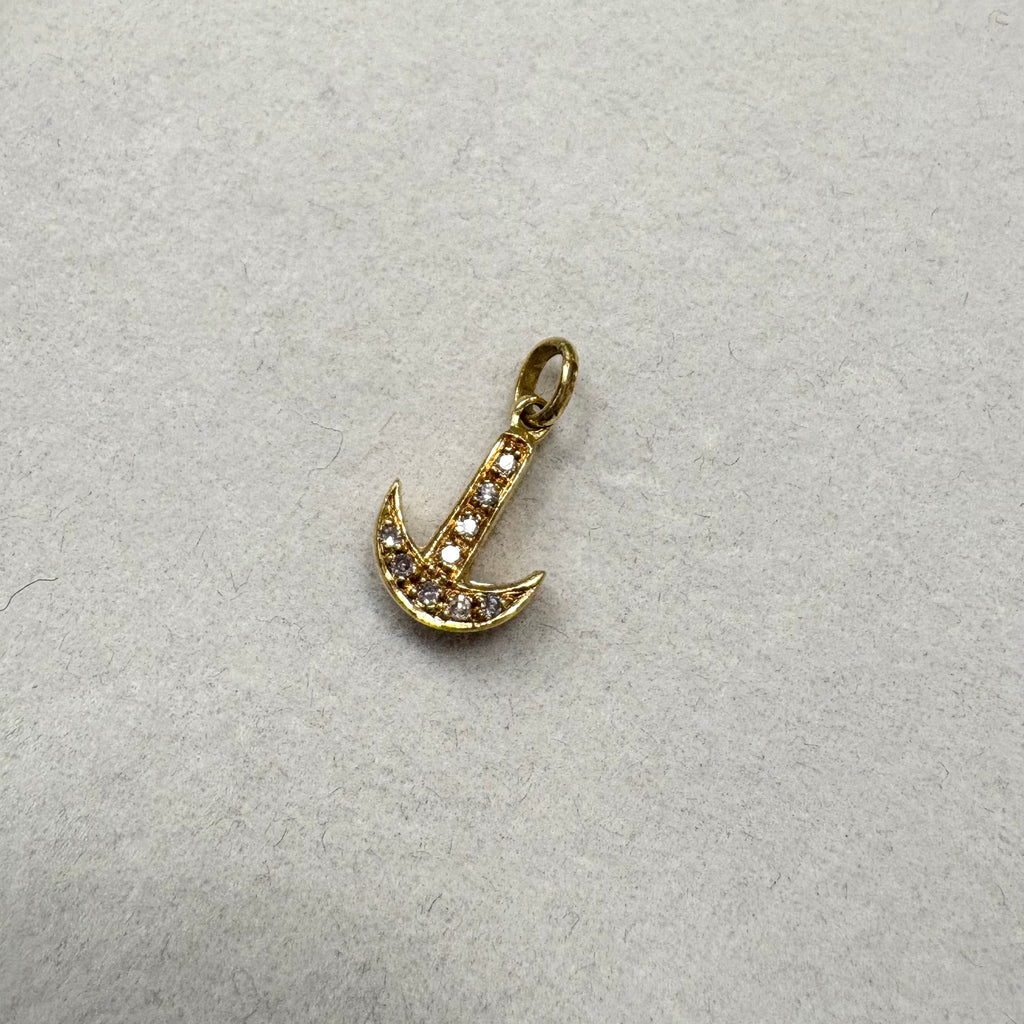 18ct Yellow Gold Anchor Charm with Diamonds
