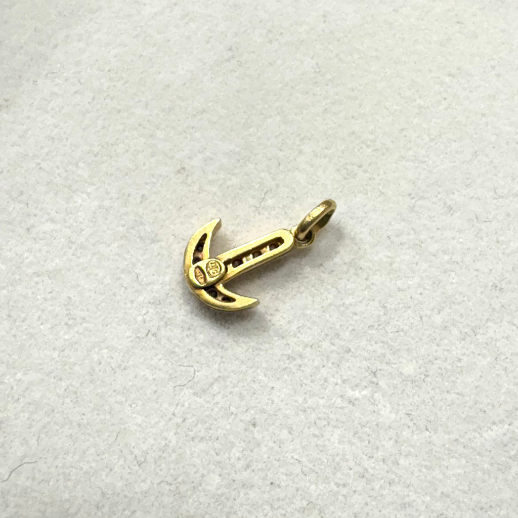 18ct Yellow Gold Anchor Charm with Diamonds
