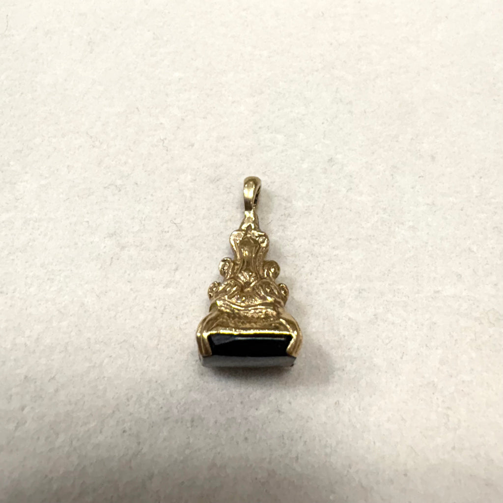 9ct Yellow Gold Fancy Black Seal Fob Pendant