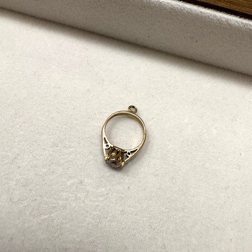 9ct Yellow Gold Stone-Set Ring Pendant