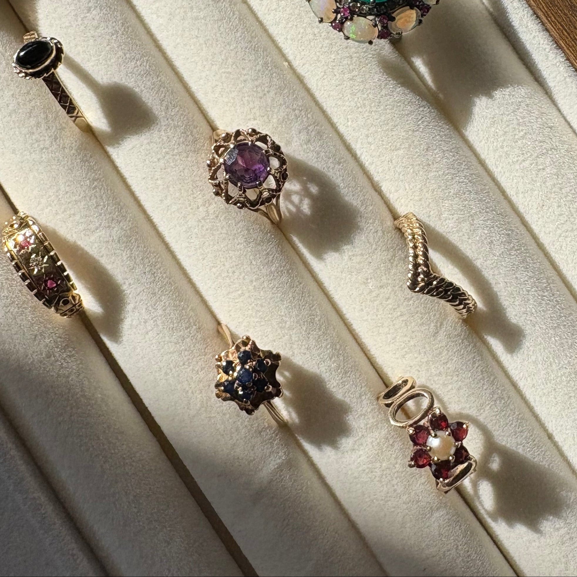 9ct Rose Gold and Sapphire Floral Cluster Ring